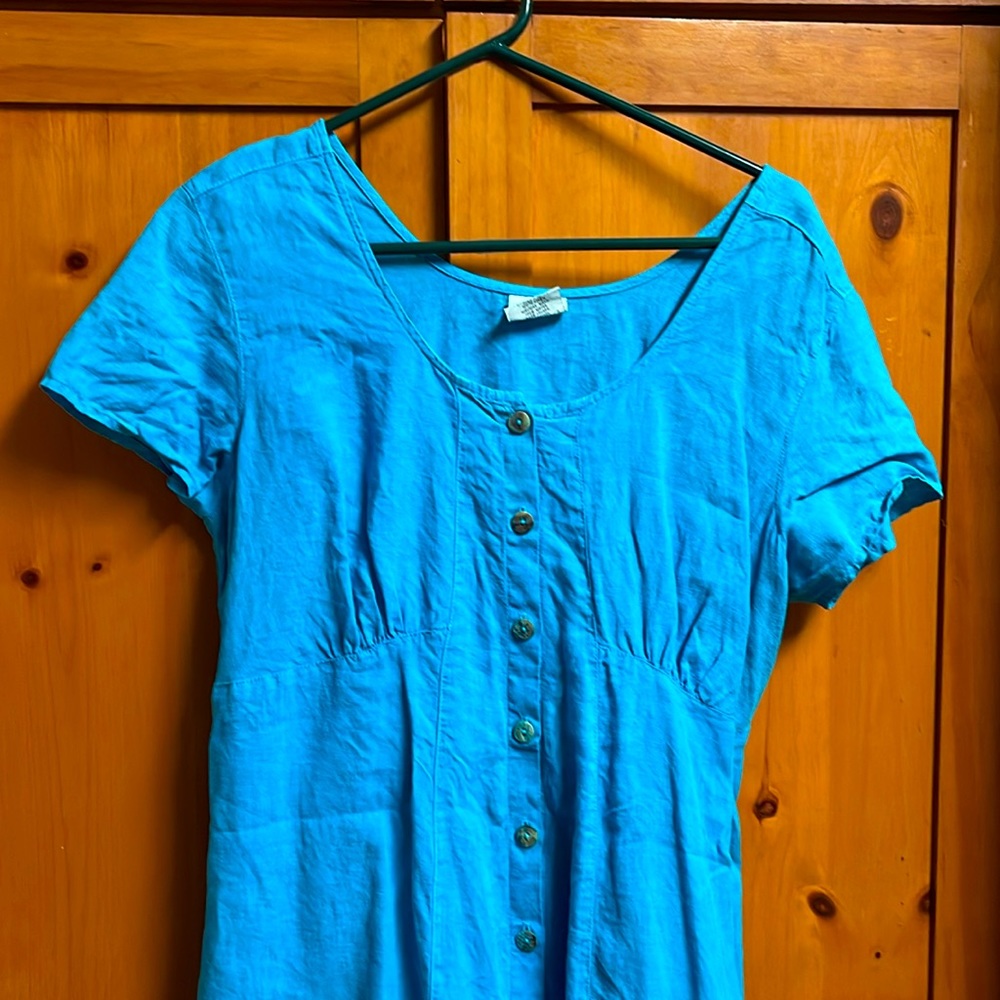 Blue linen dress, Color me cotton, large